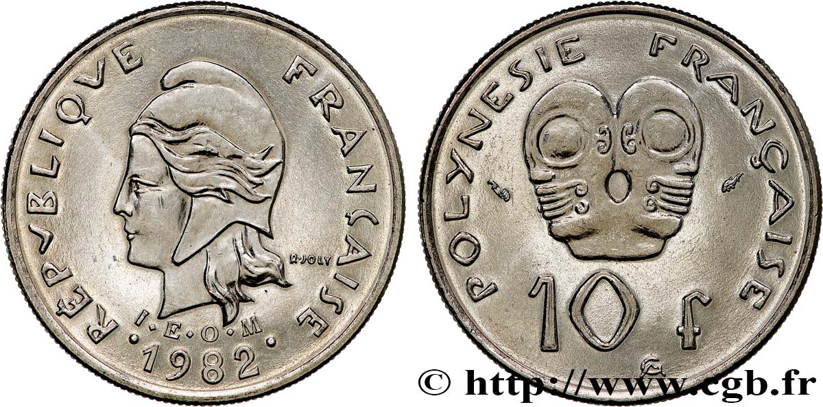 POLINESIA FRANCESA 10 Francs I.E.O.M Marianne 1982 Paris SC 