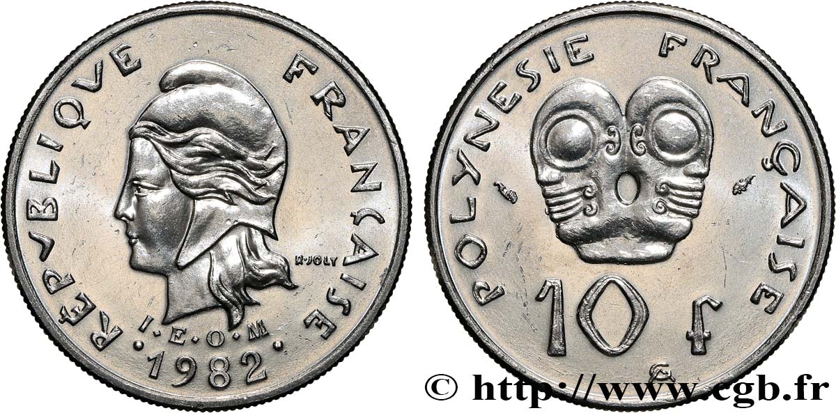 FRENCH POLYNESIA 10 Francs I.E.O.M Marianne 1982 Paris MS 