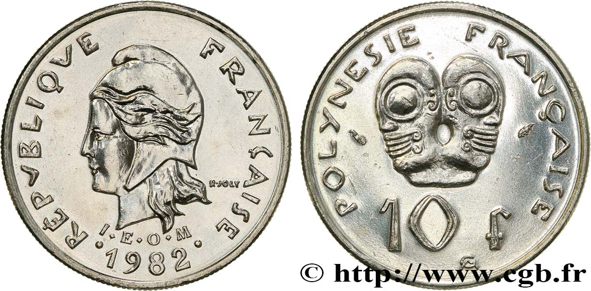 POLYNÉSIE FRANÇAISE 10 Francs I.E.O.M Marianne 1982 Paris SPL 