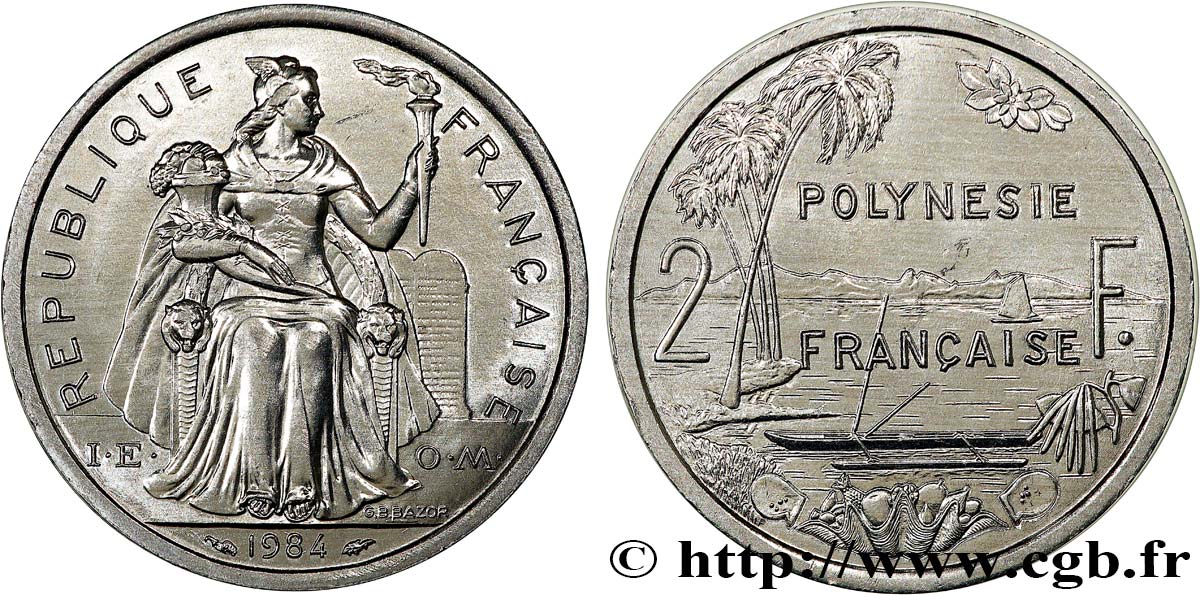 POLYNÉSIE FRANÇAISE 2 Francs I.E.O.M 1984 Paris SPL 