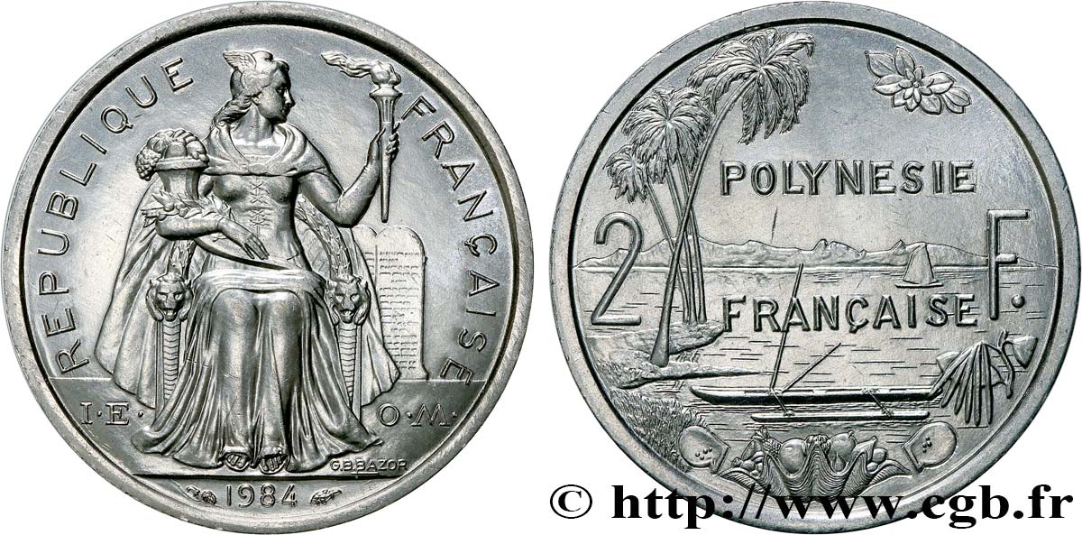 POLYNÉSIE FRANÇAISE 2 Francs I.E.O.M 1984 Paris SPL 