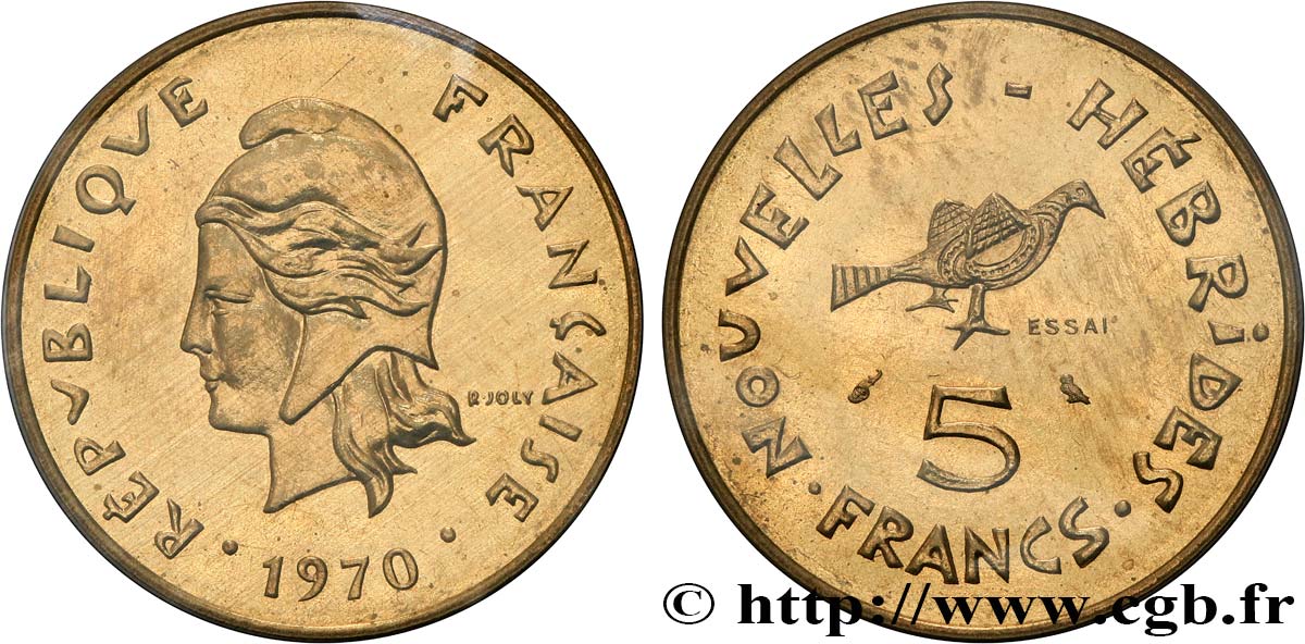 NEUE HEBRIDEN (VANUATU ab 1980) Essai de 5 Francs 1970 Paris ST 
