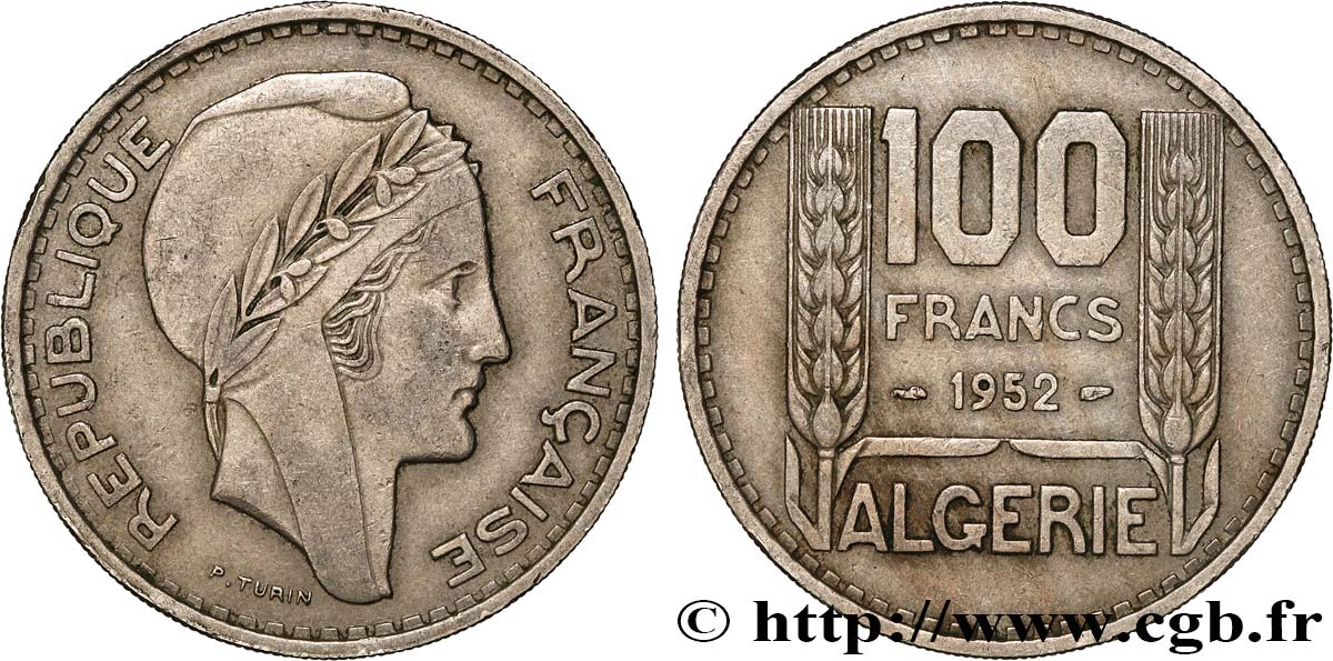 ALGERIEN 100 Francs Turin 1952  fVZ 