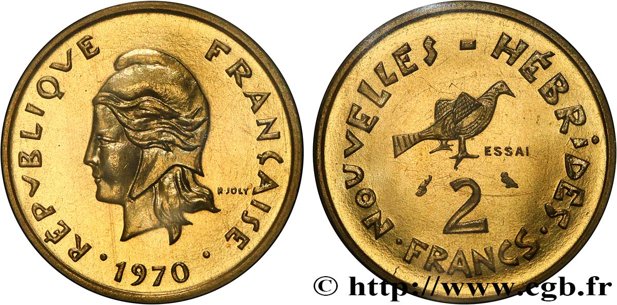 NEUE HEBRIDEN (VANUATU ab 1980) Essai de 2 Francs 1970 Paris ST 