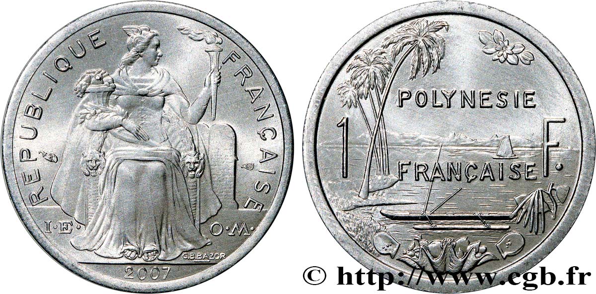 POLINESIA FRANCESA 1 Franc I.E.O.M. frappe médaille 2007 Paris FDC 