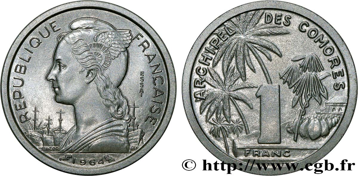 KOMOREN 1 Franc ESSAI 1964 Paris fST 