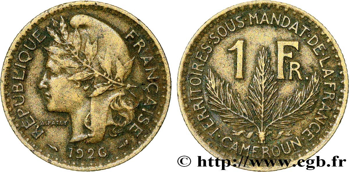 CAMERUN - Mandato Francese 1 Franc 1926 Paris q.BB 