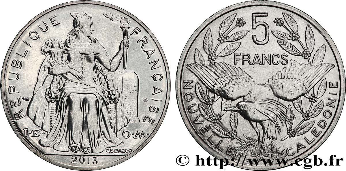NUOVA CALEDONIA 5 Francs I.E.O.M. 2013 Paris MS 