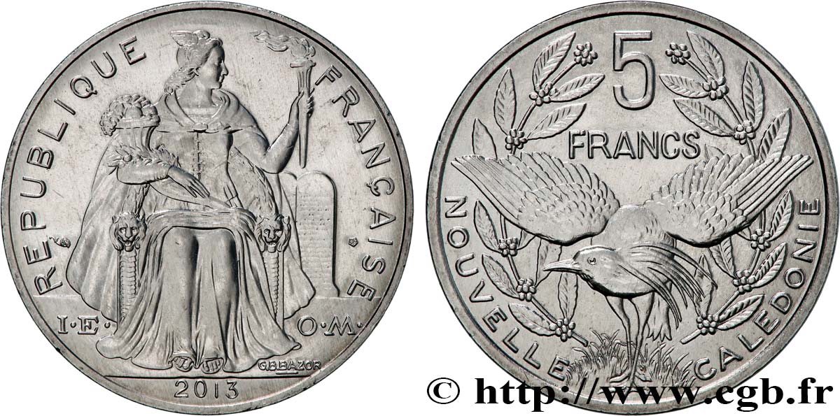 NUEVA CALEDONIA 5 Francs I.E.O.M. 2013 Paris SC 