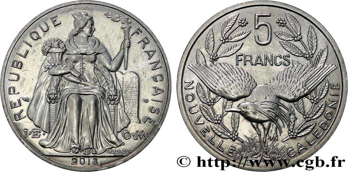 NUOVA CALEDONIA 5 Francs I.E.O.M. 2013 Paris MS 