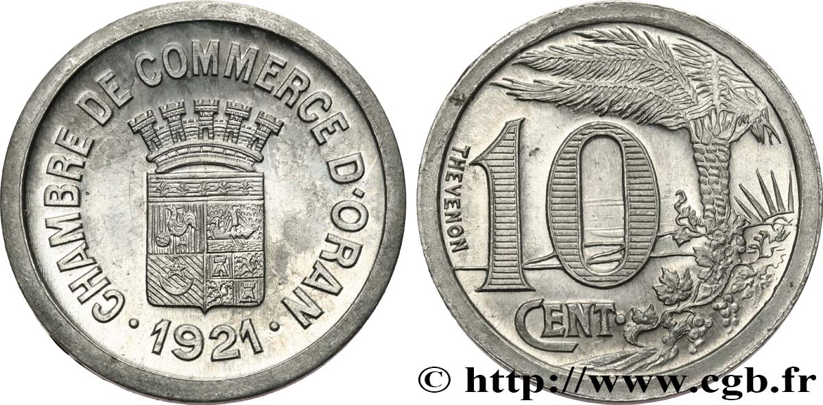 ARGELIA 10 Centimes Chambre de commerce d’Oran 1921 ORAN EBC 