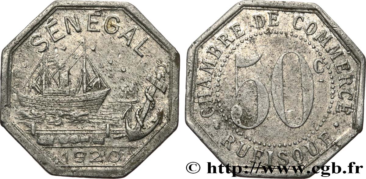 FRENCH AFRICA - SENEGAL 50 Centimes Chambre de Commerce de Rufisque 1920  AU 