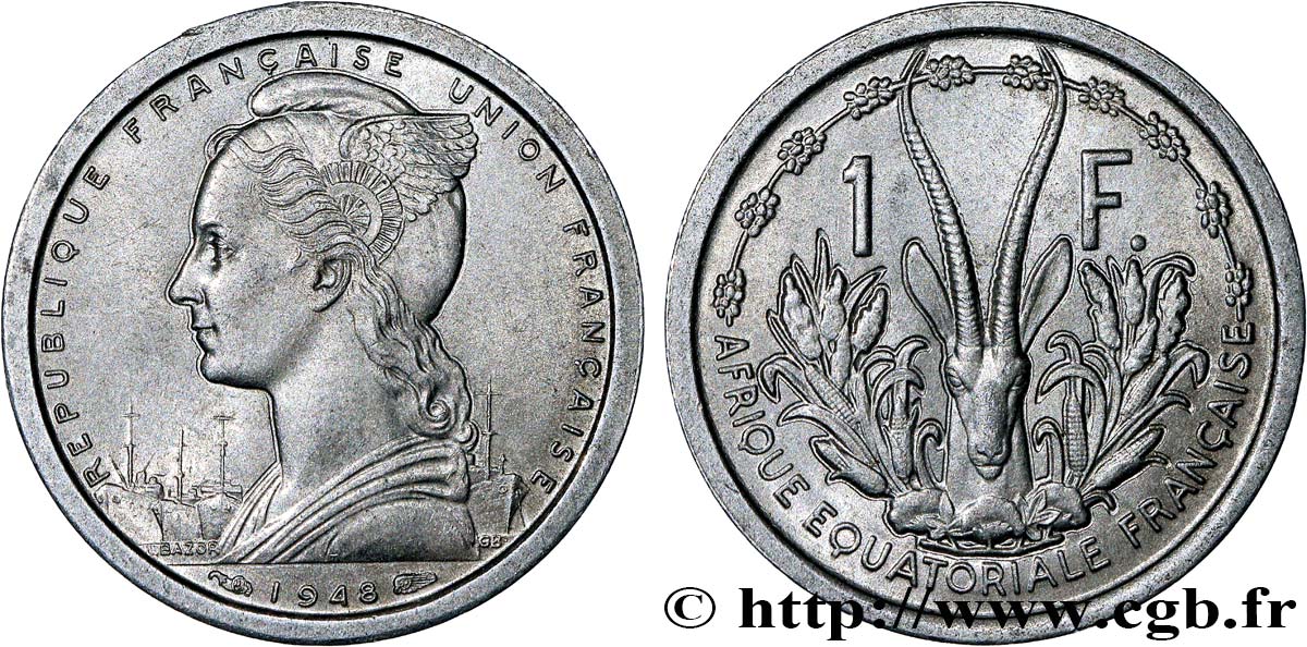 AFRICA ECUATORIAL FRANCESA - UNIóN FRANCESA 1 Franc Union Française 1948 Paris EBC 