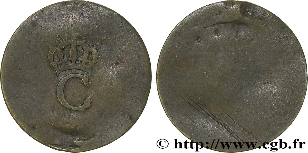 COLONIES FRANÇAISES - Louis XVI 1 Sol Tampé ou Estampé (sous marqué) 1er type N.D.  TB 