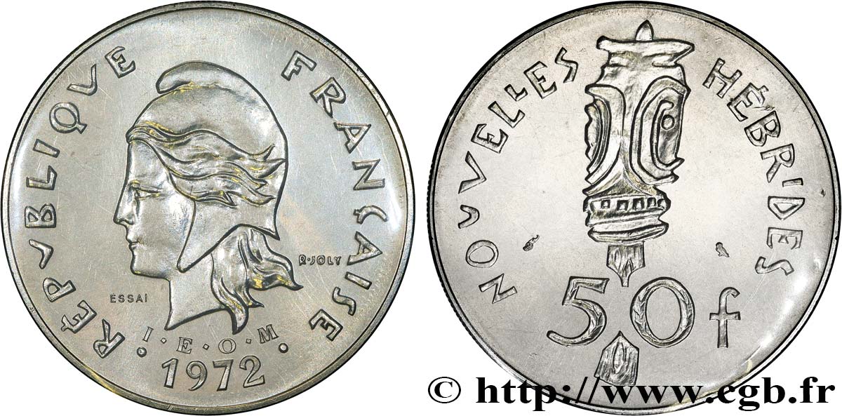 NOUVELLES HÉBRIDES (VANUATU depuis 1980) Essai de 50 Francs 1972 Paris FDC70 