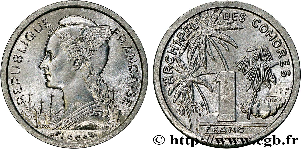 COMORAS  1 Franc 1964 Paris SC 