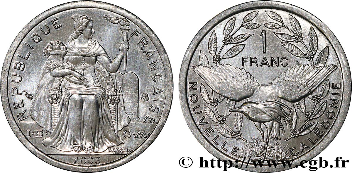 NEW CALEDONIA 1 Franc I.E.O.M. 2003 Paris MS 