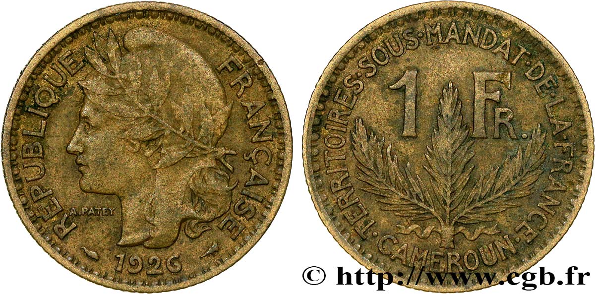 KAMERUN - FRANZÖSISCHE MANDAT 1 Franc 1926 Paris fSS 