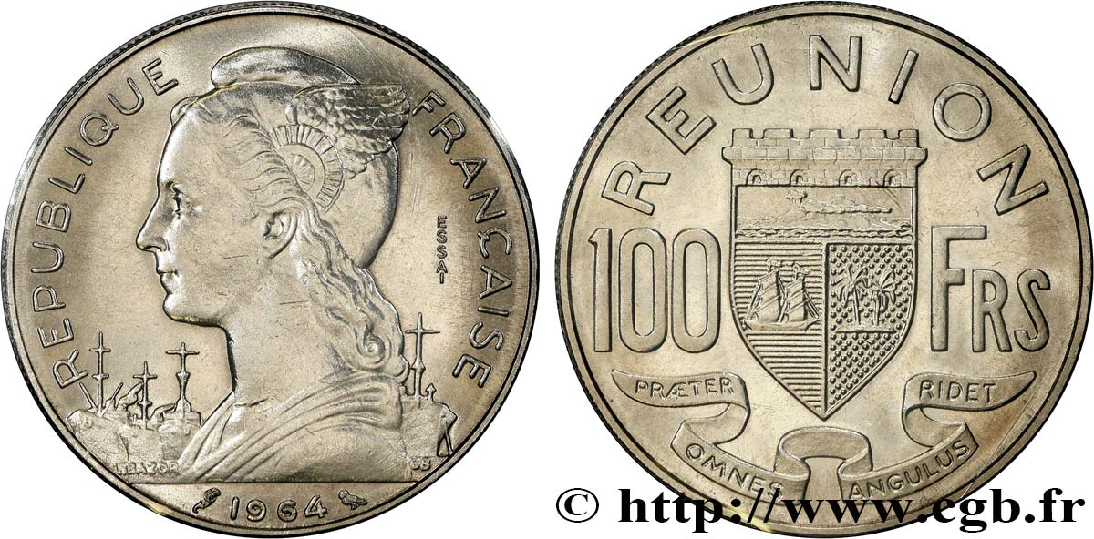 ÎLE DE LA RÉUNION Essai de 100 Francs 1964 Paris FDC 