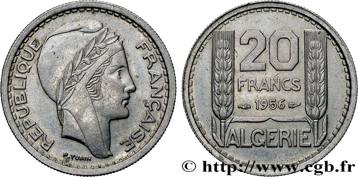 ARGELIA 20 Francs Turin 1956  EBC 