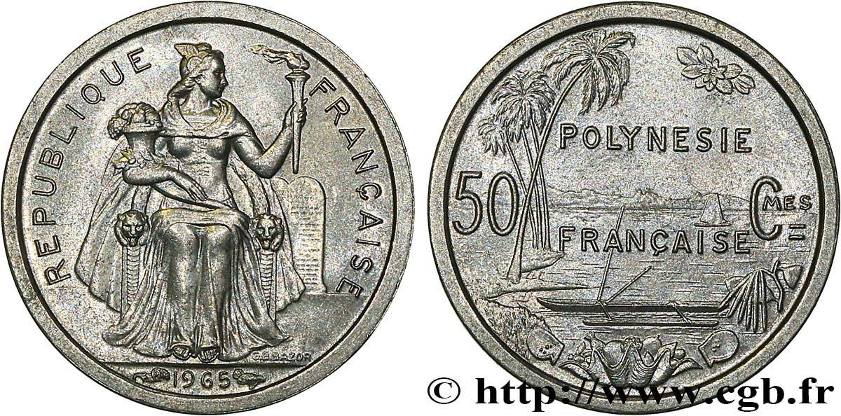 FRANZÖSISCHE-POLYNESIEN 50 Centimes 1965 Paris fST 