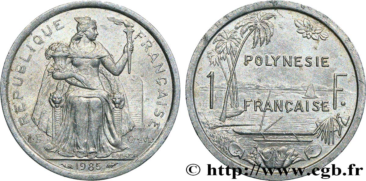 FRANZÖSISCHE-POLYNESIEN 1 Franc I.E.O.M.  1985 Paris VZ 