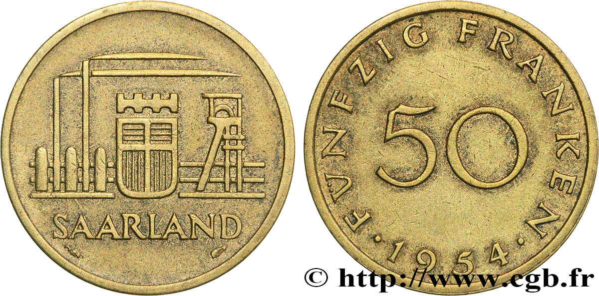 SAARLAND 50 Franken 1954 Paris SS 