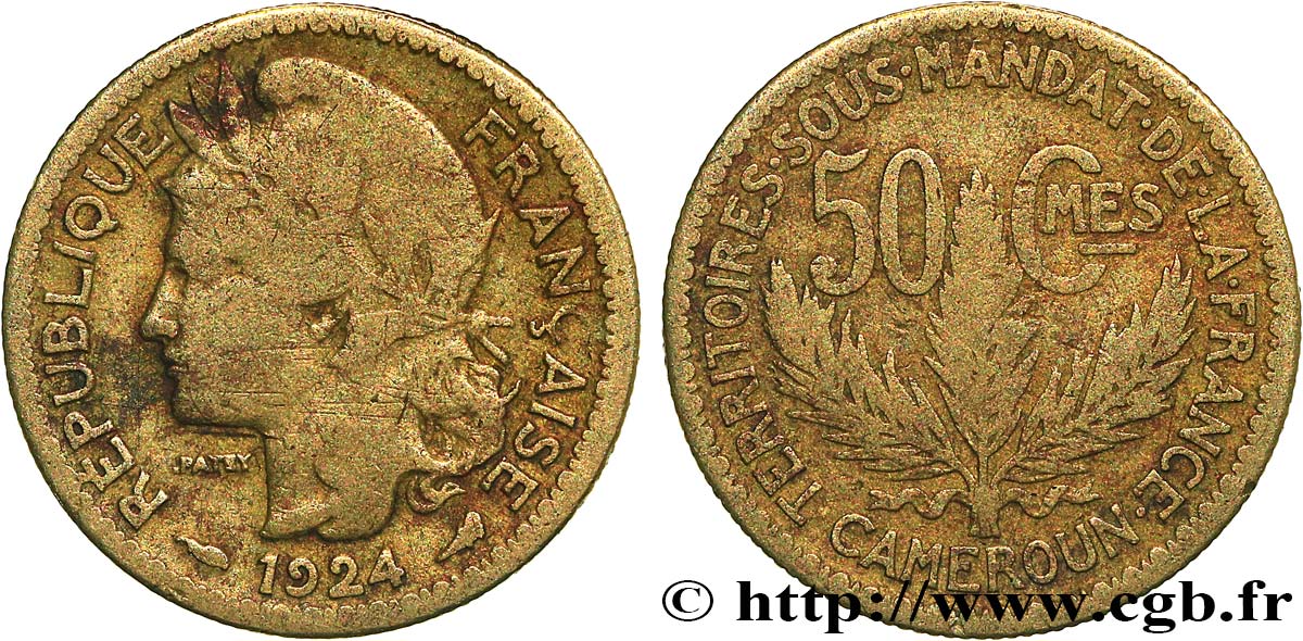 KAMERUN - FRANZÖSISCHE MANDAT 50 Centimes 1924 Paris S 