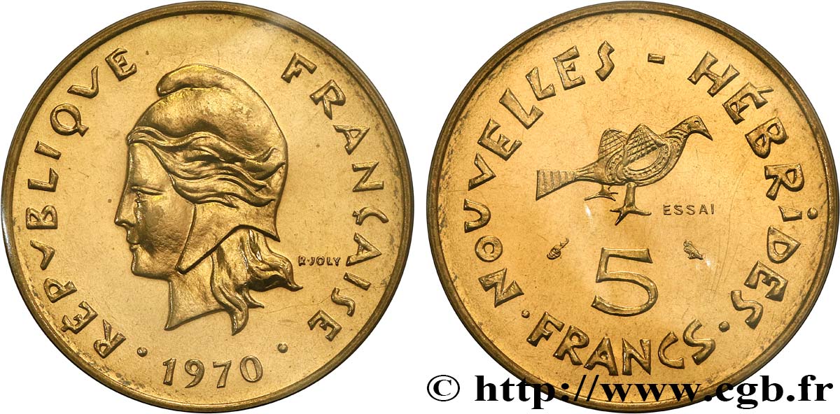 NOUVELLES HÉBRIDES (VANUATU depuis 1980) Essai de 5 Francs 1970 Paris FDC 