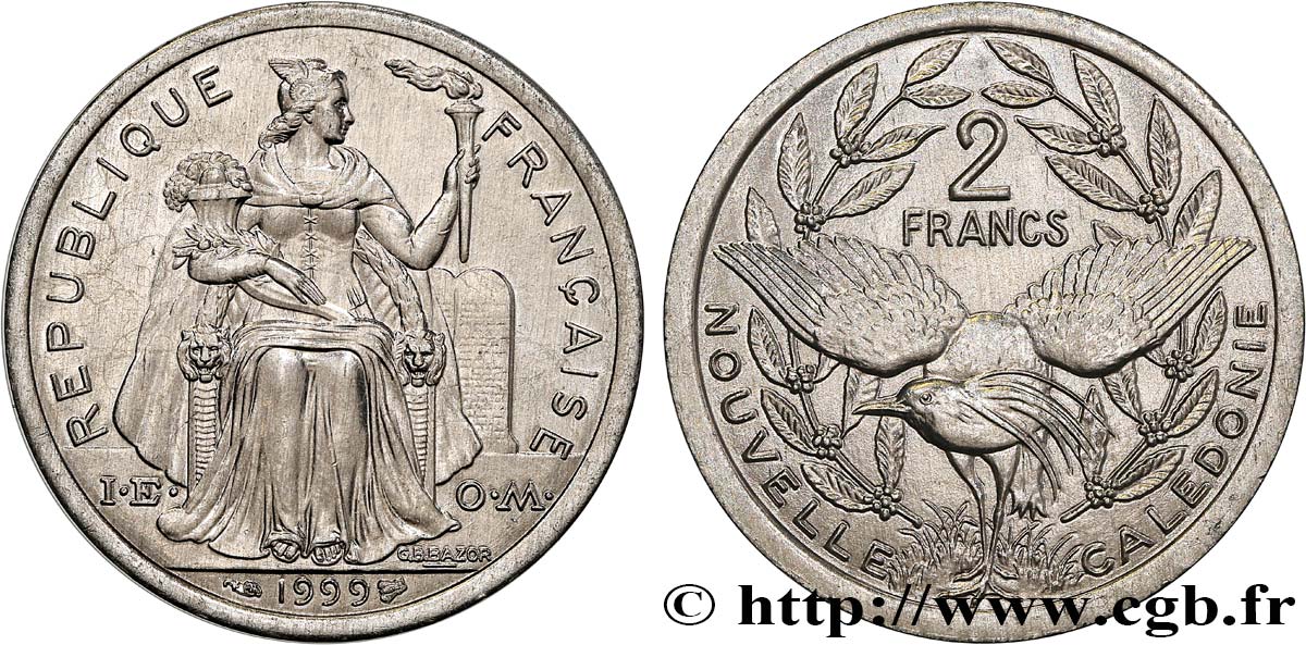 NUEVA CALEDONIA 2 Francs I.E.O.M. 1999 Paris SC 