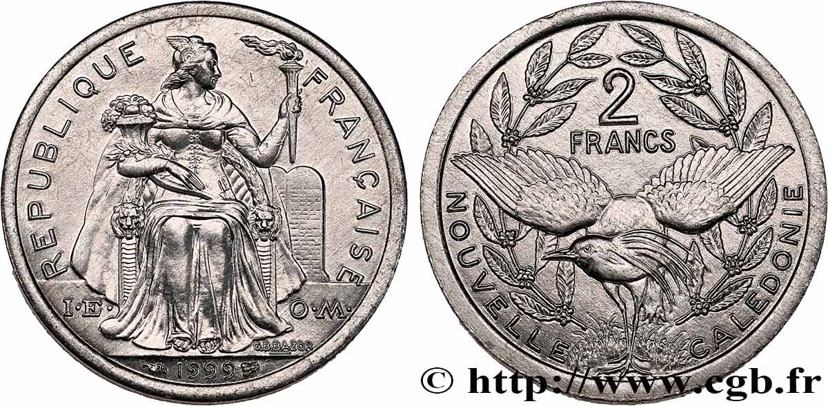 NUEVA CALEDONIA 2 Francs I.E.O.M. 1999 Paris SC 