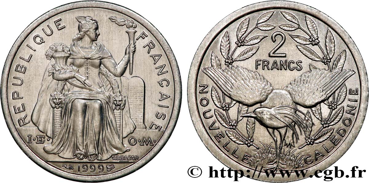 NUOVA CALEDONIA 2 Francs I.E.O.M. 1999 Paris MS 