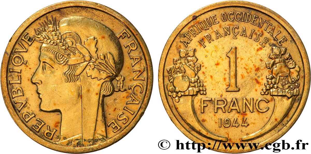 AFRICA FRANCESA DEL OESTE 1 Franc Morlon 1944 Londres MBC+ 