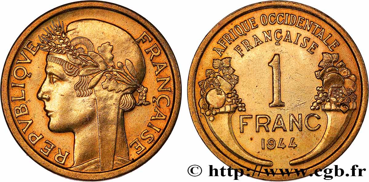 AFRICA OCCIDENTALE FRANCESA  1 Franc Morlon 1944 Londres q.SPL 