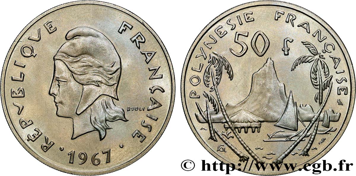 POLINESIA FRANCESE 50 Francs 1967 Paris MS 