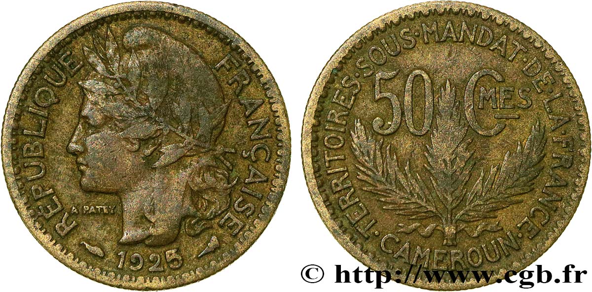 CAMEROUN - TERRITOIRES SOUS MANDAT FRANÇAIS 50 centimes 1925 Paris TB+ 
