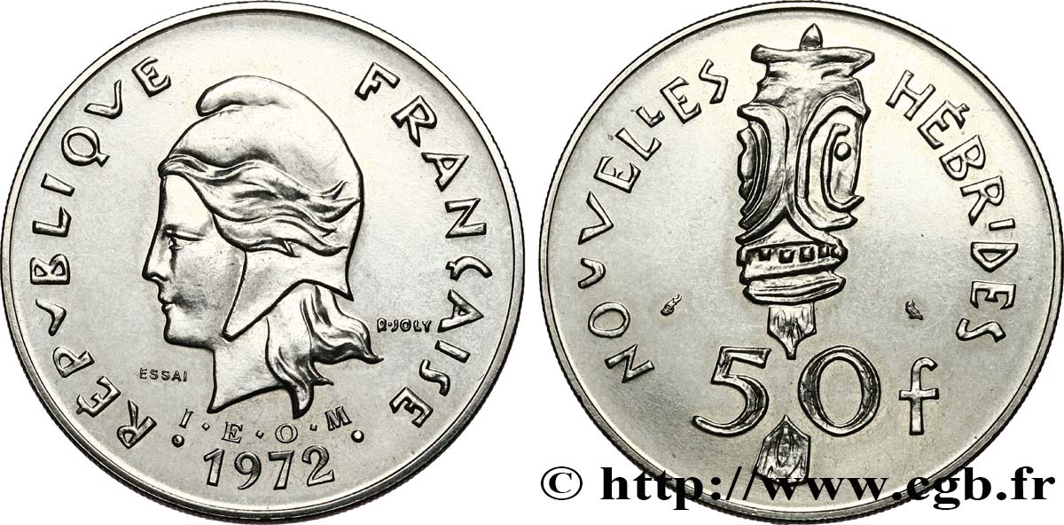 NUEVAS HÉBRIDAS (VANUATU desde 1980) Essai de 50 Francs IEOM 1972 Paris EBC 