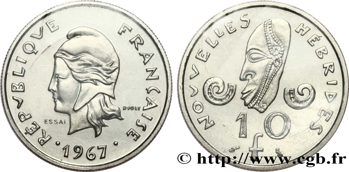 NOUVELLES HÉBRIDES (VANUATU depuis 1980) Essai de 10 Francs 1967 Paris FDC 