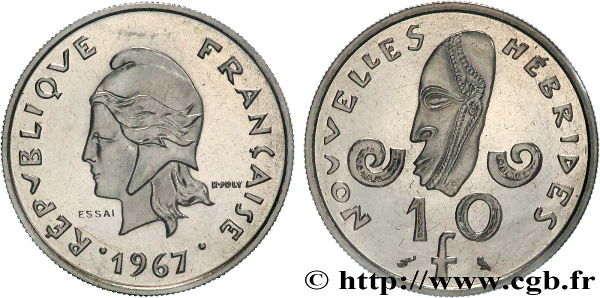 NOUVELLES HÉBRIDES (VANUATU depuis 1980) Essai de 10 Francs 1967 Paris FDC 