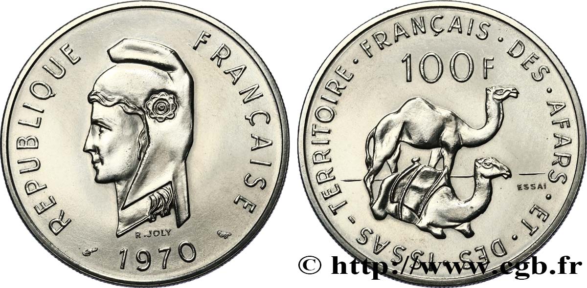 DJIBUTI - French Territory of the Afars and Issas  Essai de 100 Francs Marianne / dromadaires 1970 Paris MS 