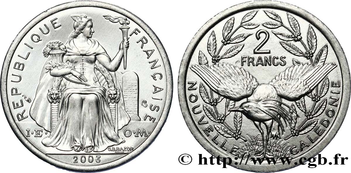 NUOVA CALEDONIA 2 Francs I.E.O.M. 2003 Paris MS 