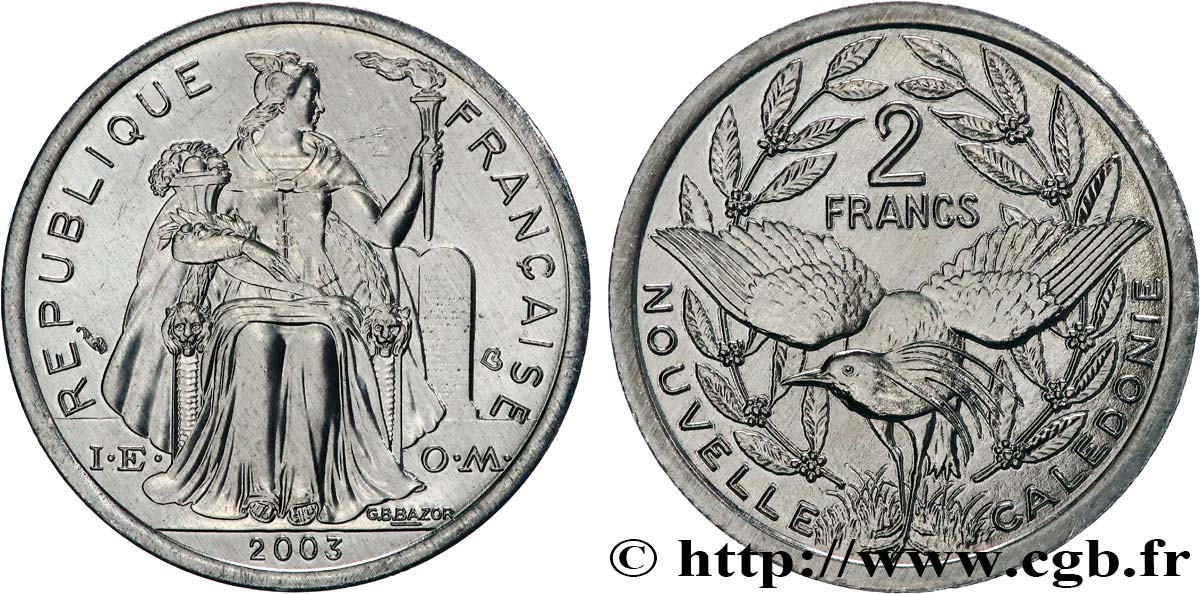 NOUVELLE CALÉDONIE 2 Francs I.E.O.M. 2003 Paris SPL 