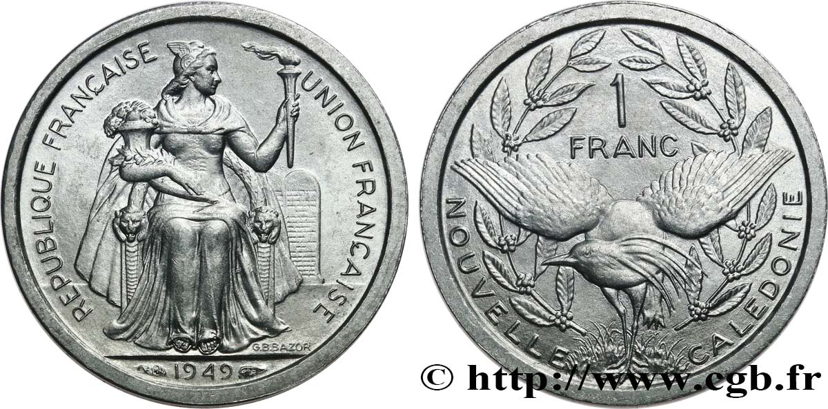 NUEVA CALEDONIA 1 Franc Union Française 1949 Paris SC 