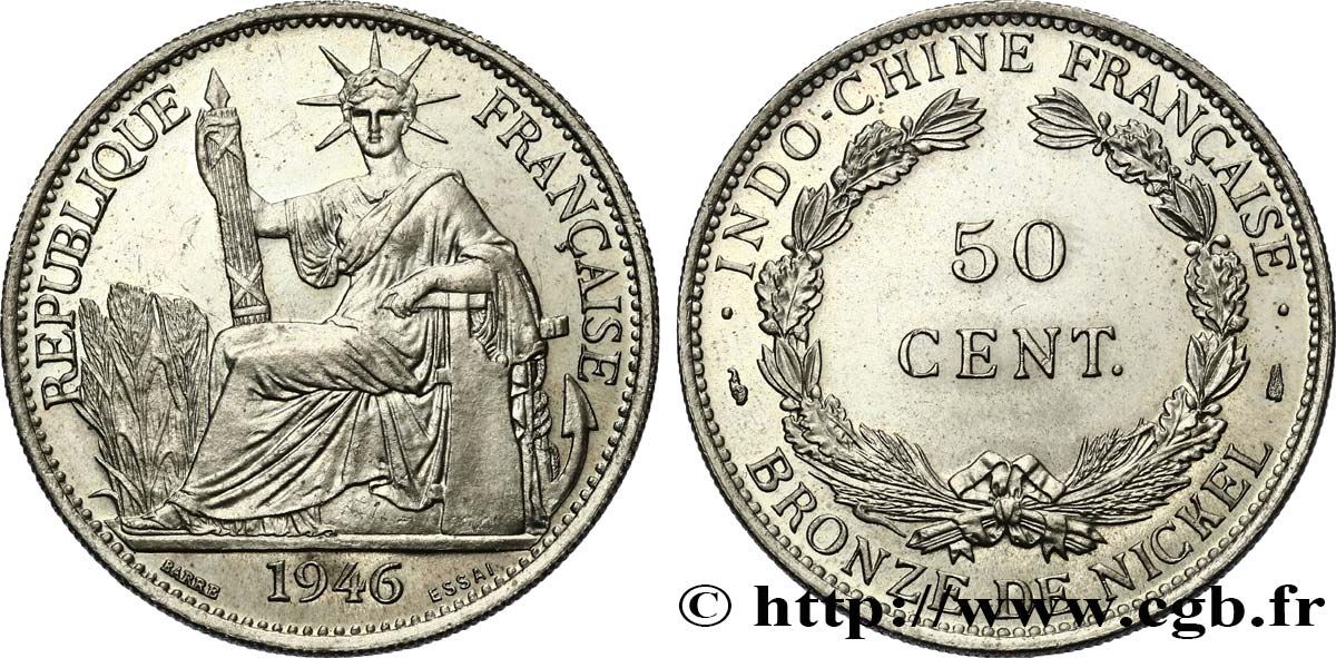 INDOCHINE FRANÇAISE 50 Centièmes essai 1946 Paris SPL 