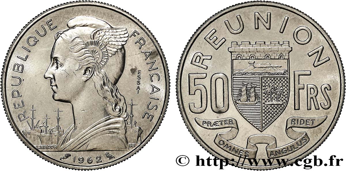 REUNION ISLAND Essai 50 Francs 1962 Paris MS 