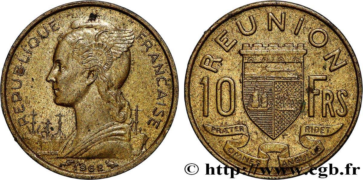 REUNION INSEL 10 Francs 1962 Paris SS 