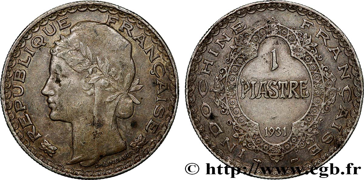 FRANZÖSISCHE-INDOCHINA 1 Piastre  1931 Paris SS 