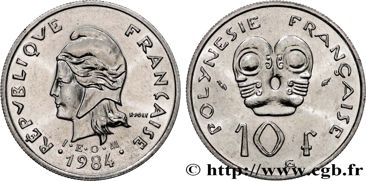 FRANZÖSISCHE-POLYNESIEN 10 Francs I.E.O.M. 1984 Paris fST 