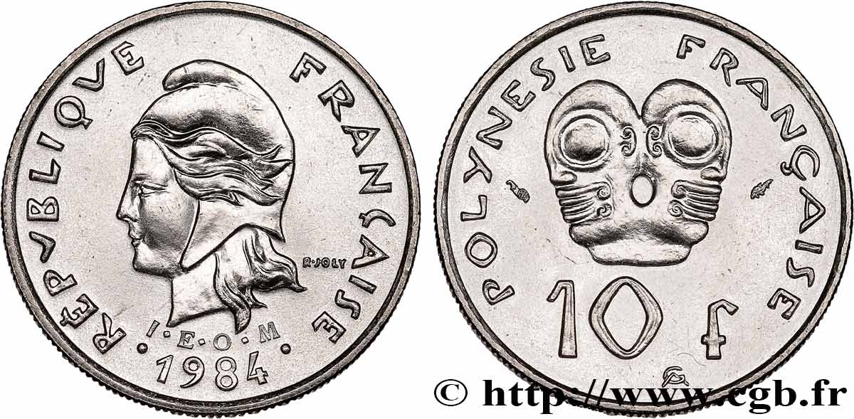 FRENCH POLYNESIA 10 Francs I.E.O.M. 1984 Paris MS 