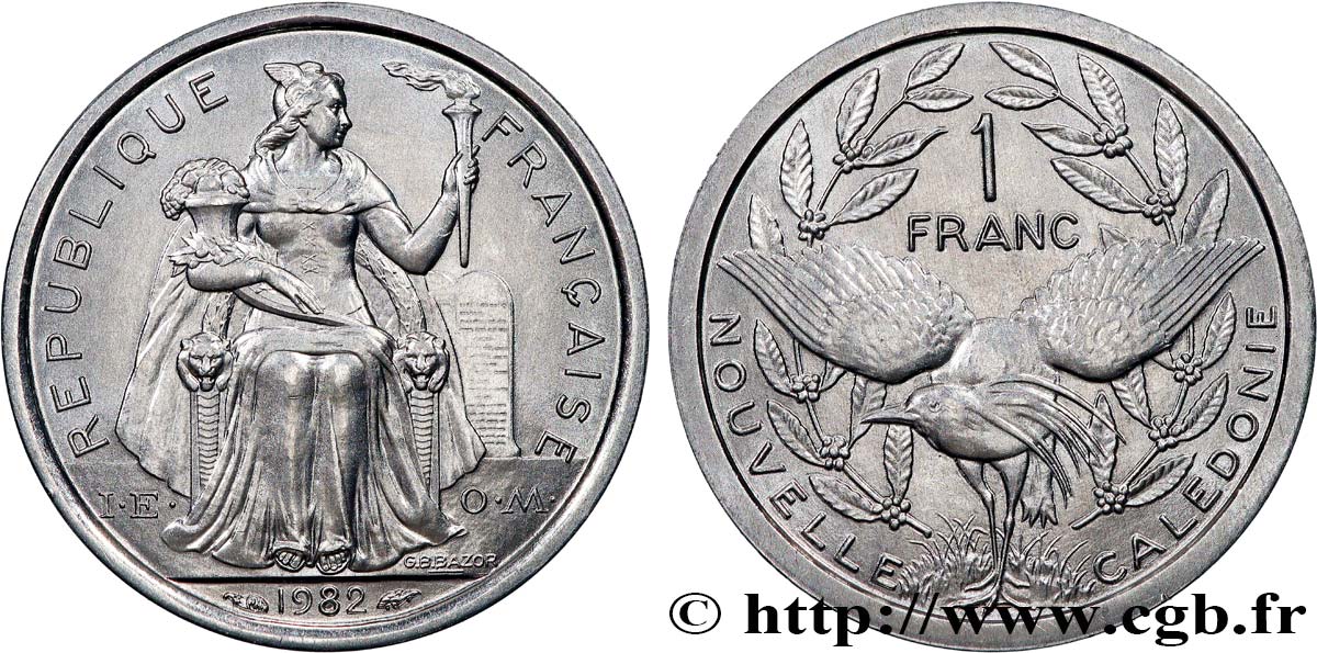 NEW CALEDONIA 1 Franc I.E.O.M. 1982 Paris MS 
